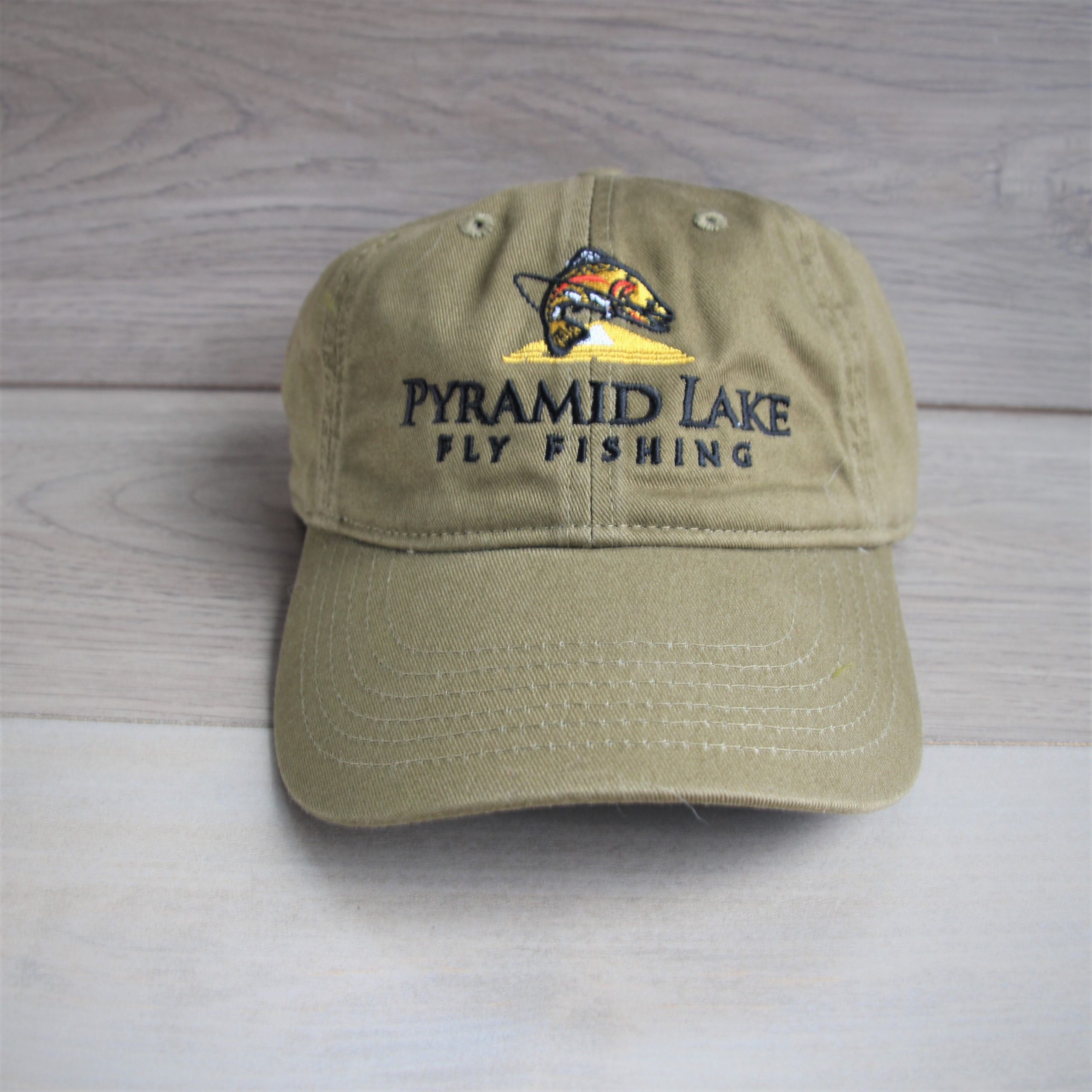 Bio Washed Lake Olive Baseball Chino | Hat Fly Fishing Pyramid Twill –